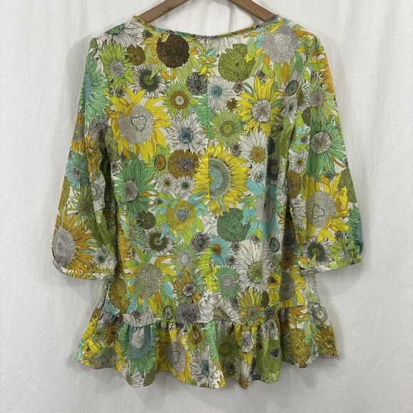 Liberty Of London For Target Yellow Floral Sunflower Tunic Top Womens Size L - Picture 2 of 10